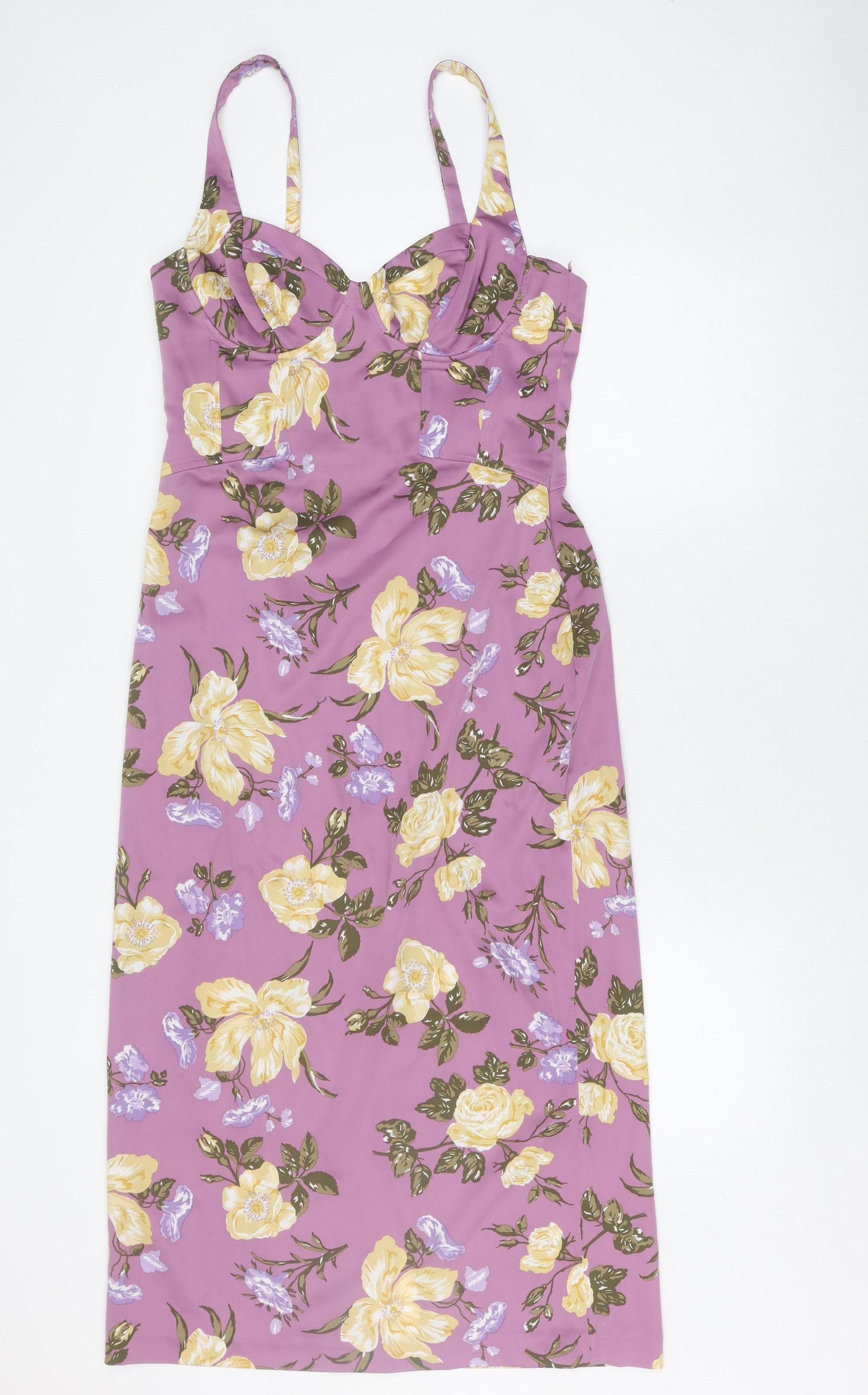 Zara Women's Purple Floral Slip Dress L