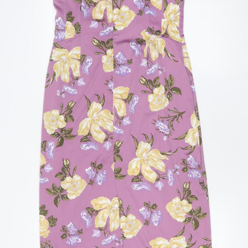 Zara Women's Purple Floral Slip Dress L
