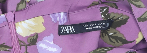 Zara Women's Purple Floral Slip Dress L