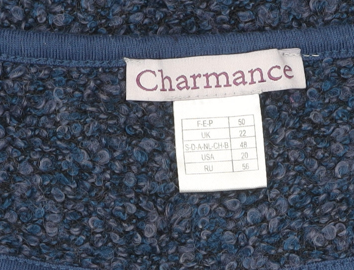 Charmance Women's Blue Knit Jacket Size 22 Casual