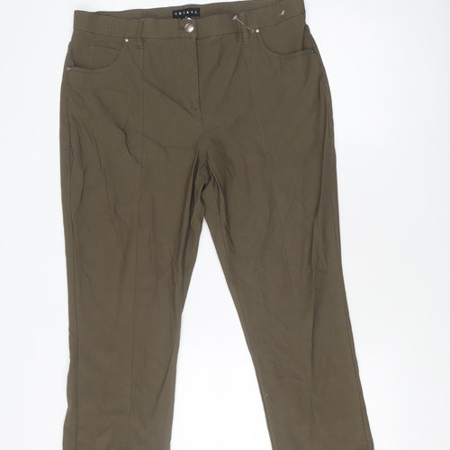 Tribal Women's Brown Trousers, Size 14, Button Closure