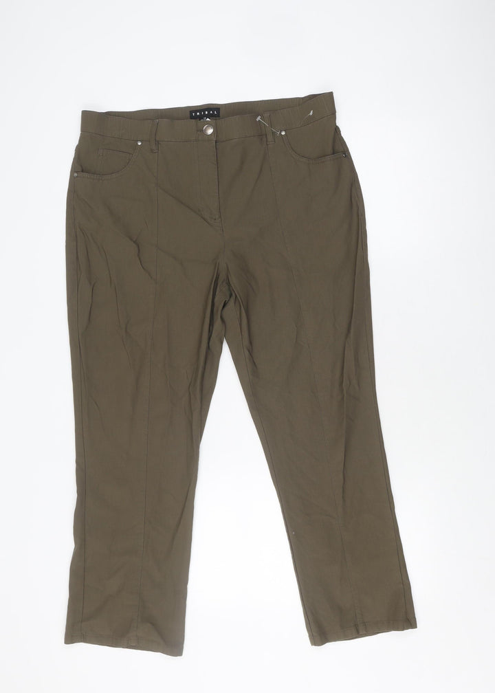 Tribal Women's Brown Trousers, Size 14, Button Closure