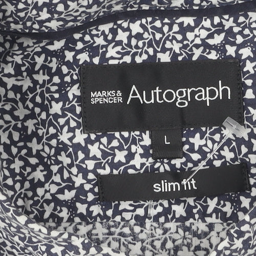 Marks & Spencer Men's Blue Floral Slim Fit Shirt