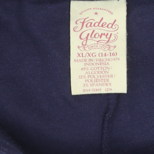 Faded Glory Women's Blue XL Jegging Trousers with Zip Accents