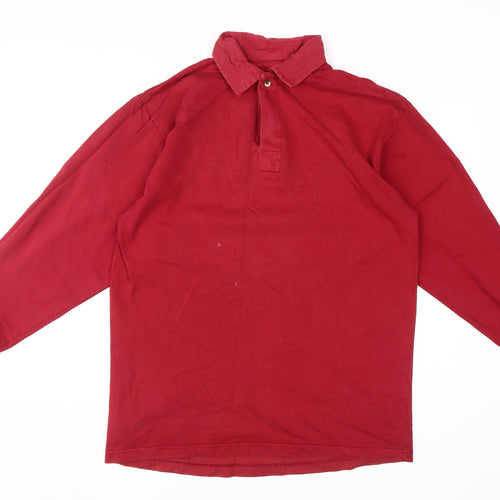 Dehavilland Men's Red Long Sleeve Polo Shirt L