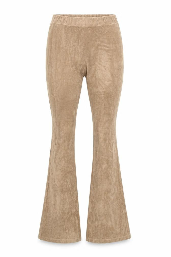Front view of Subdued Women's Brown XS Velour Flared Trousers