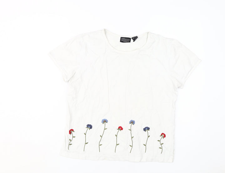 Rebecca Malone Women’s White Embroidered T-Shirt L