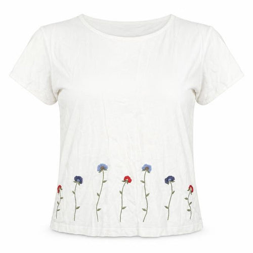 Rebecca Malone Women’s White Embroidered T-Shirt L