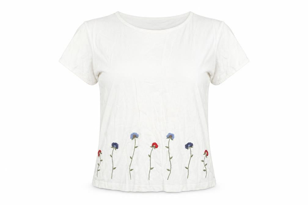 Rebecca Malone Women’s White Embroidered T-Shirt L