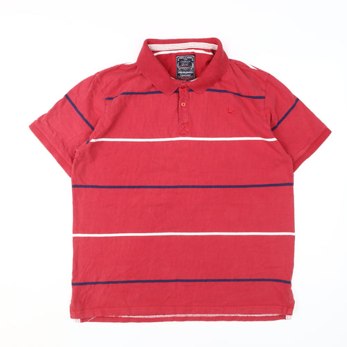 Cargo Quay Men's Red Striped Polo Shirt XL