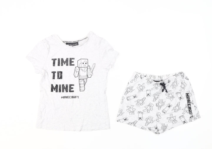 Minecraft Girls Grey Pyjama Set Size 9-10 Cartoon