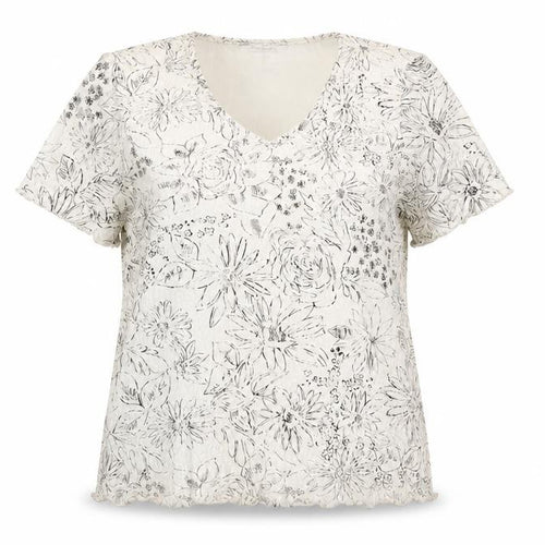 Berkertex Women's White Floral V-Neck T-Shirt Size 14