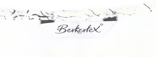 Berkertex Women's White Floral V-Neck T-Shirt Size 14