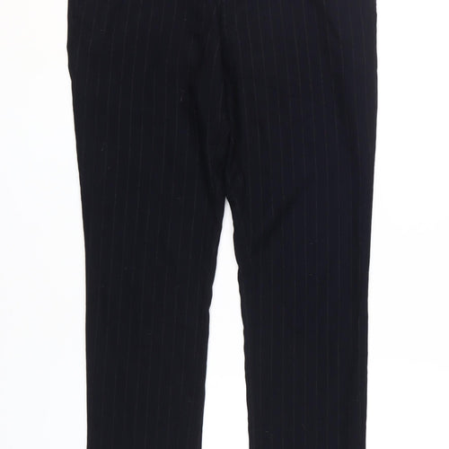 Spitalfields Men's Black Slim Fit Striped Trousers, 34