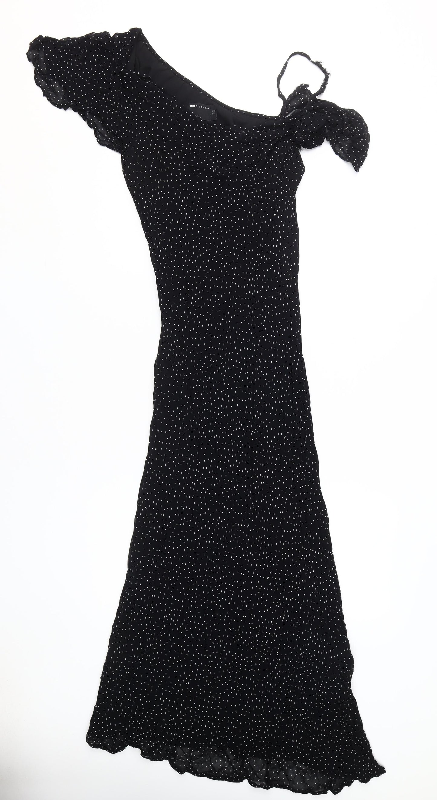 ASOS DESIGN Women's Black Polka Dot Bodycon Midi Dress Size 14