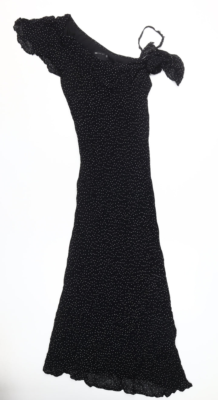 ASOS DESIGN Women's Black Polka Dot Bodycon Midi Dress Size 14