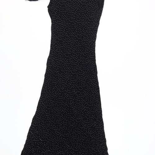 ASOS DESIGN Women's Black Polka Dot Bodycon Midi Dress Size 14