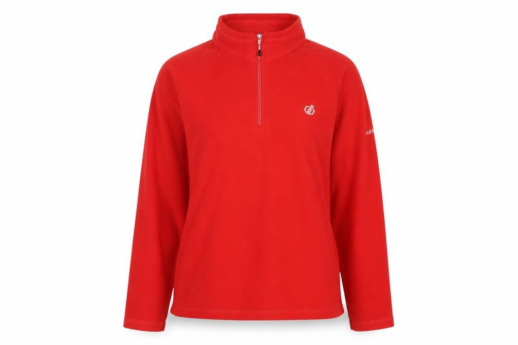 Front view of Dare 2b Women's Red Long Sleeve 1/2 Zip Pullover
