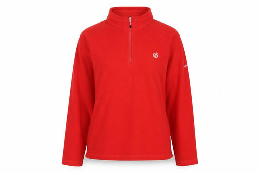Front view of Dare 2b Women's Red Long Sleeve 1/2 Zip Pullover