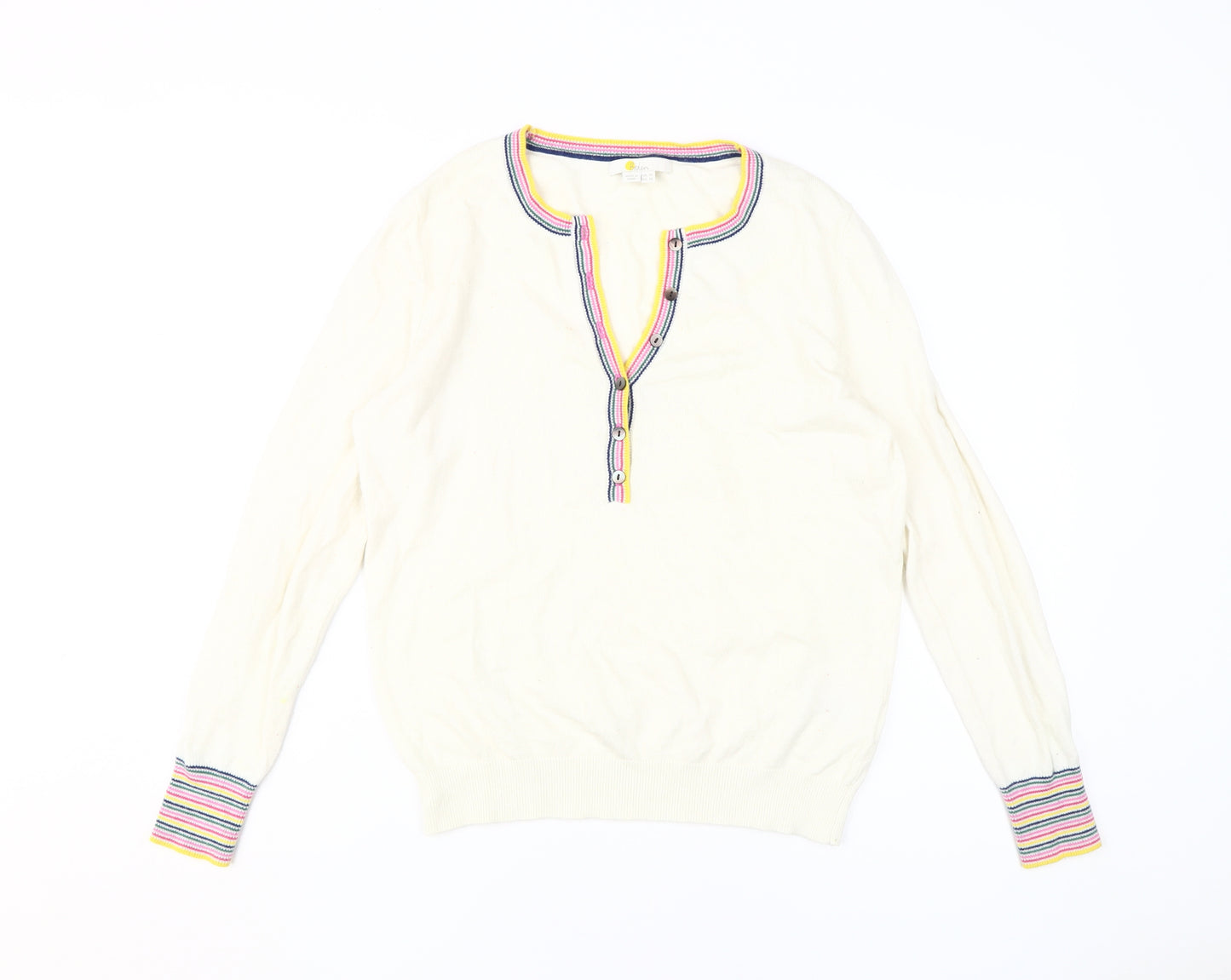 Boden Women's Ivory Henley Jumper Size 14