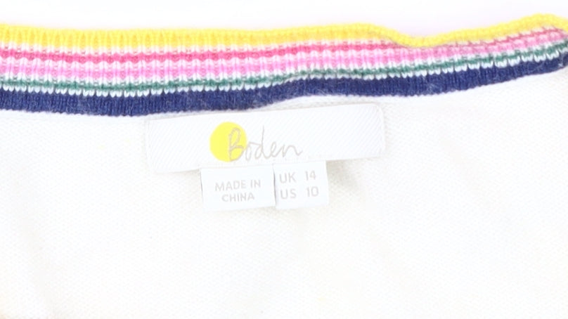 Boden Women's Ivory Henley Jumper Size 14