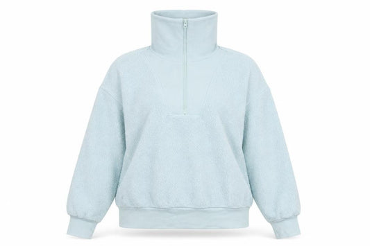 Front view of A New Day Women's Blue High Neck Pullover Sweatshirt L