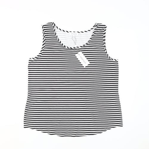 JustWhite Women's Black Striped Tank Size 16