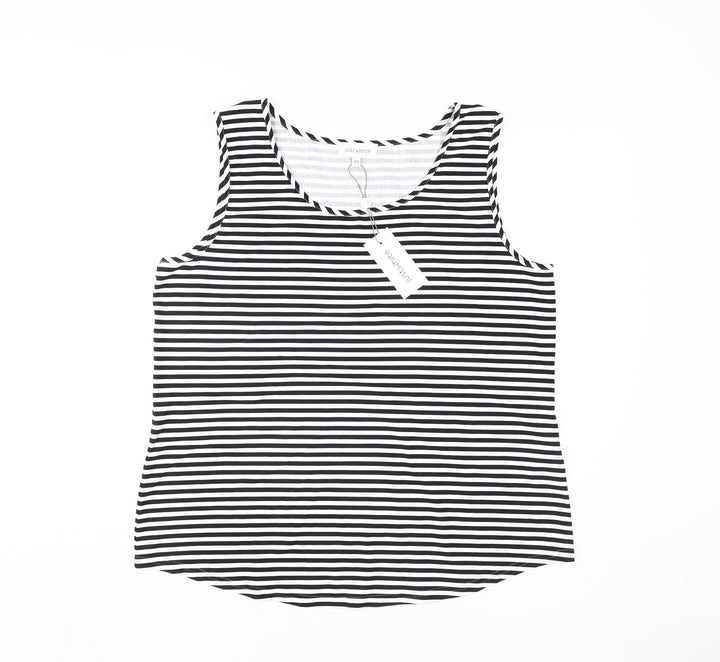 JustWhite Women's Black Striped Tank Size 16