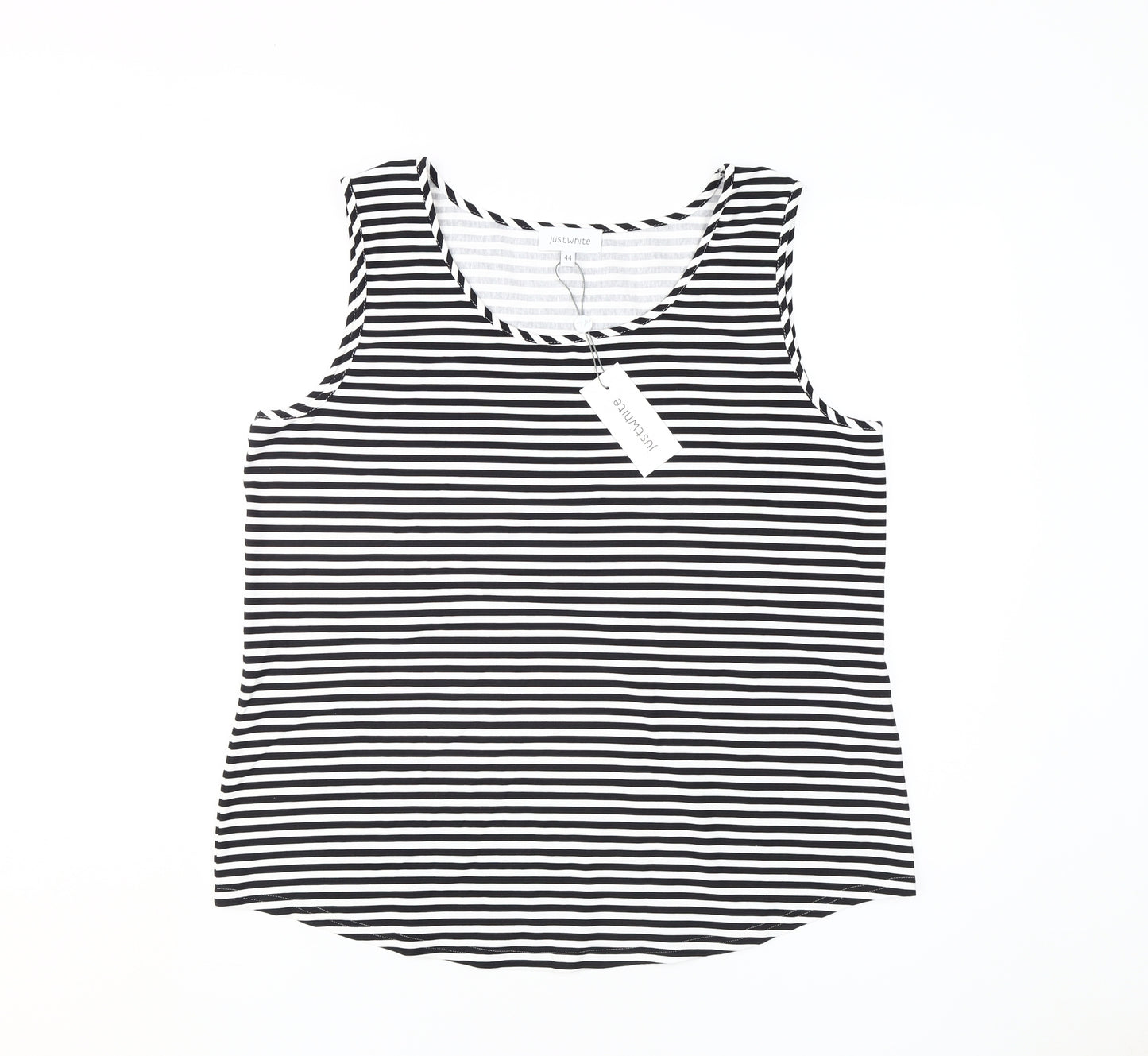 JustWhite Women's Black Striped Tank Size 16