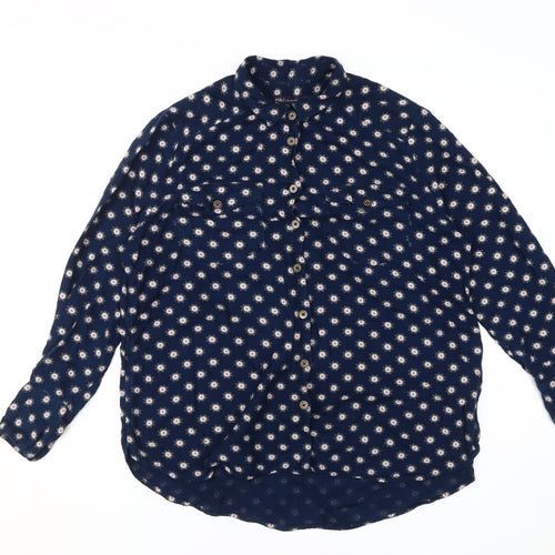 Marks and Spencer Women's Blue Floral Button-Up Shirt