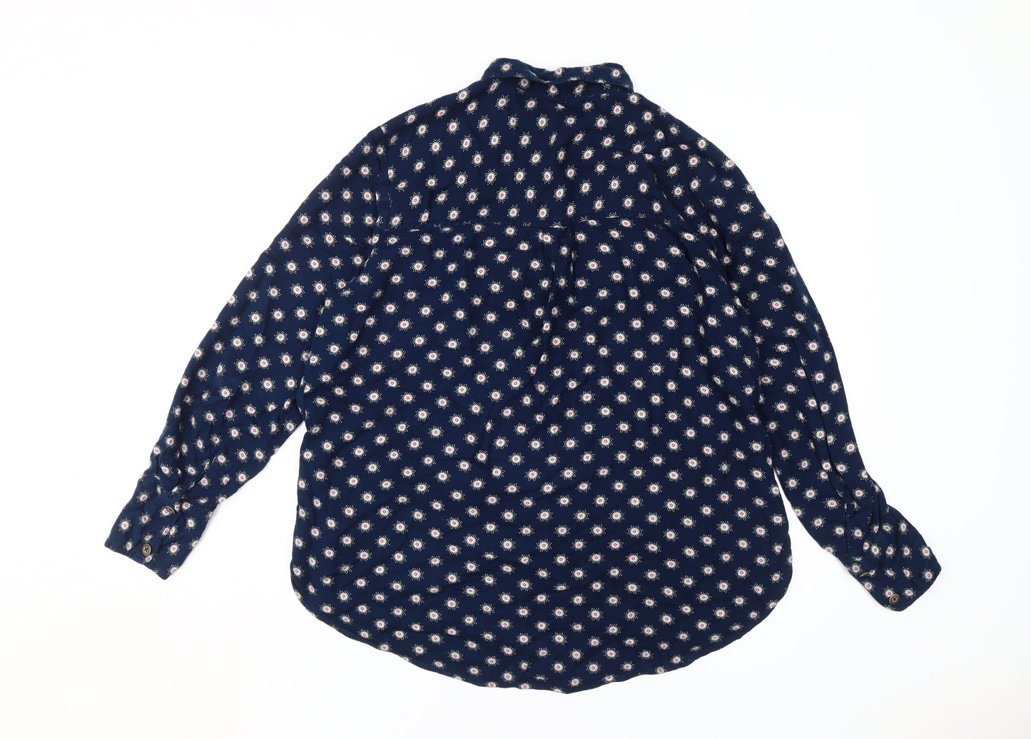 Marks and Spencer Women's Blue Floral Button-Up Shirt