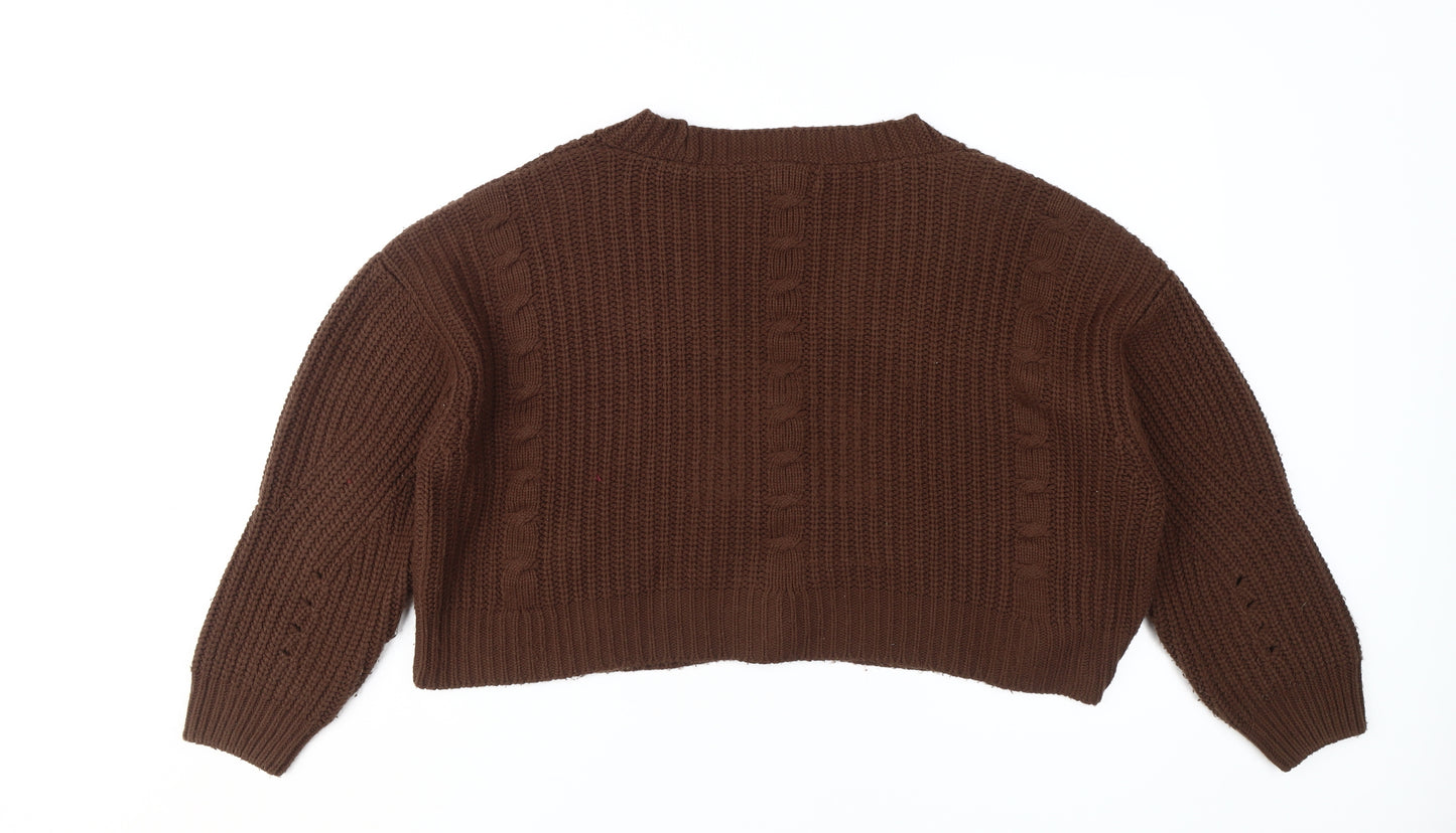 Stradivarius Women's Brown Cardigan L V-Neck