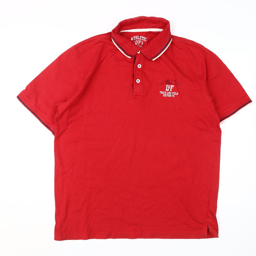 Athletic L&F Men's Red Polo Shirt M Short Sleeve