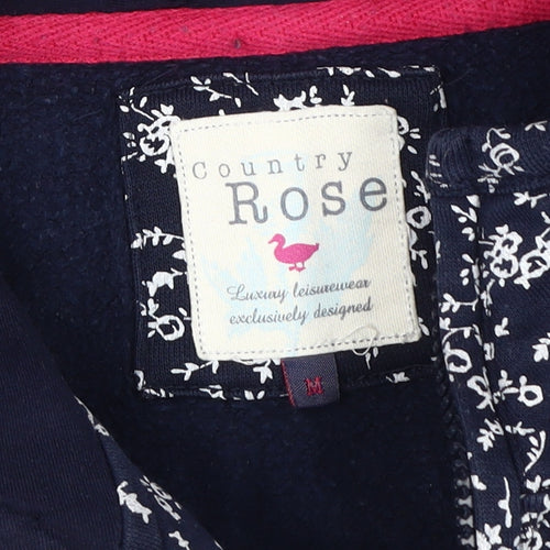 Country Rose Blue Floral Full Zip Sweatshirt M