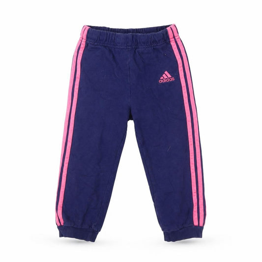 Front view of Adidas unisex baby joggers blue, size 18-24, months