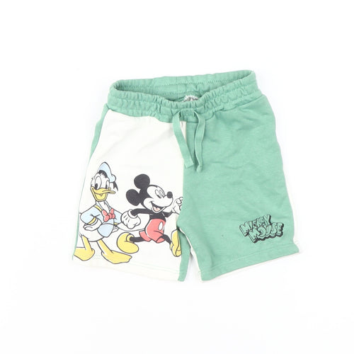 Disney Unisex Baby Shorts, Green & White, 6-9 Months