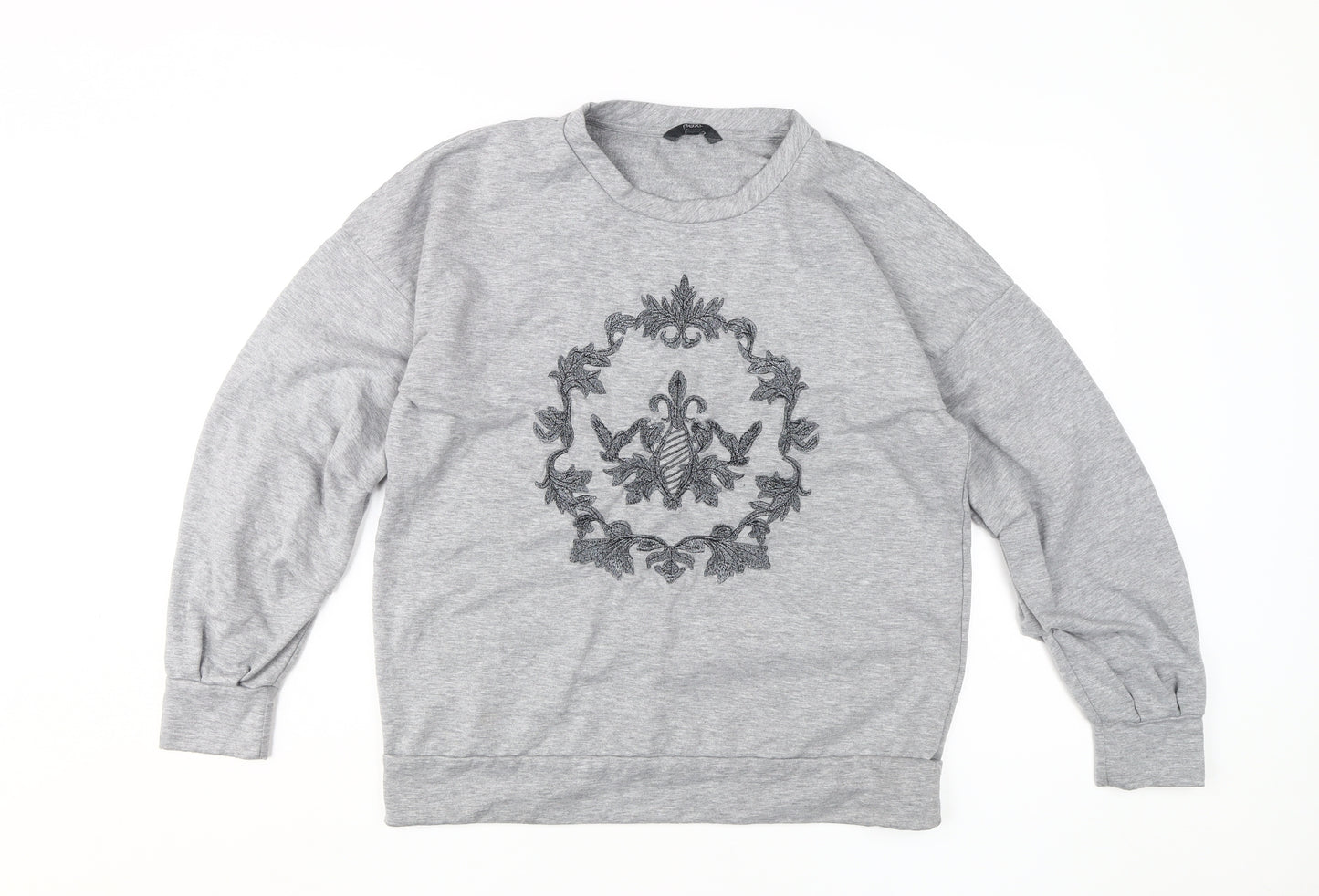 Next Women's Grey Embroidered Pullover Sweatshirt Size 12