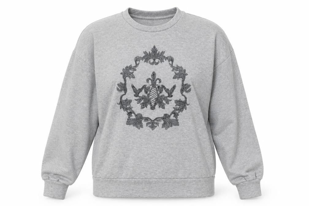 Front view of Next Women's Grey Embroidered Pullover Sweatshirt, size 12