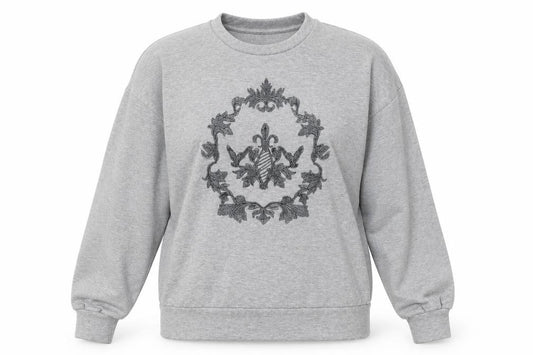 Front view of Next Women's Grey Embroidered Pullover Sweatshirt, size 12