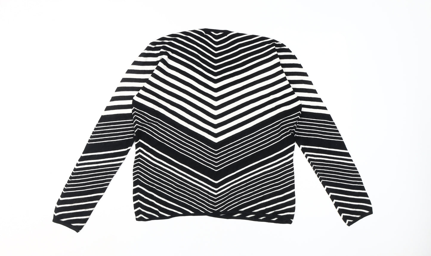 Jasper Conran Women's Black Striped V-Neck Jumper Size L