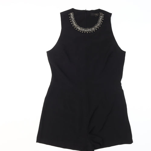 rock&rags Women’s Black Beaded Sleeveless Playsuit L