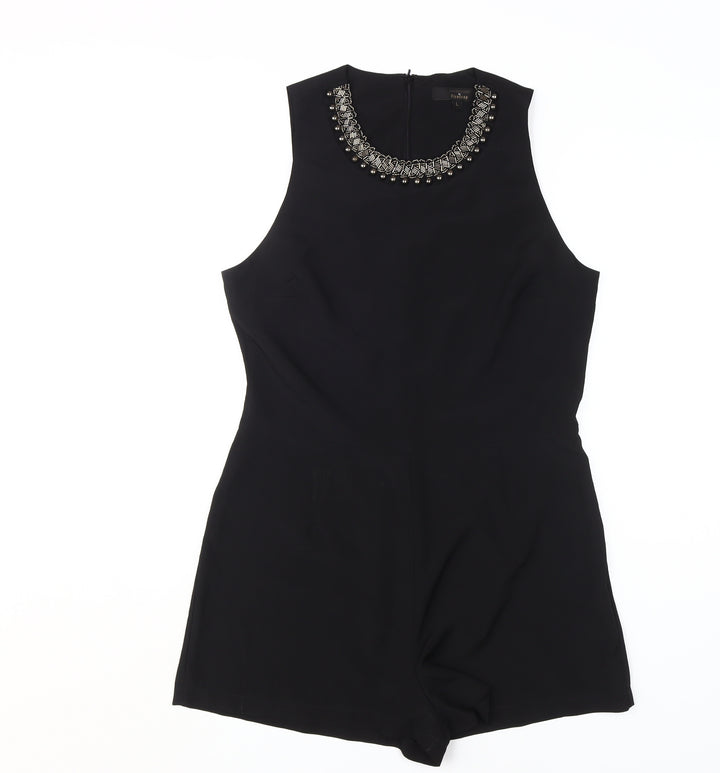 rock&rags Women’s Black Beaded Sleeveless Playsuit L