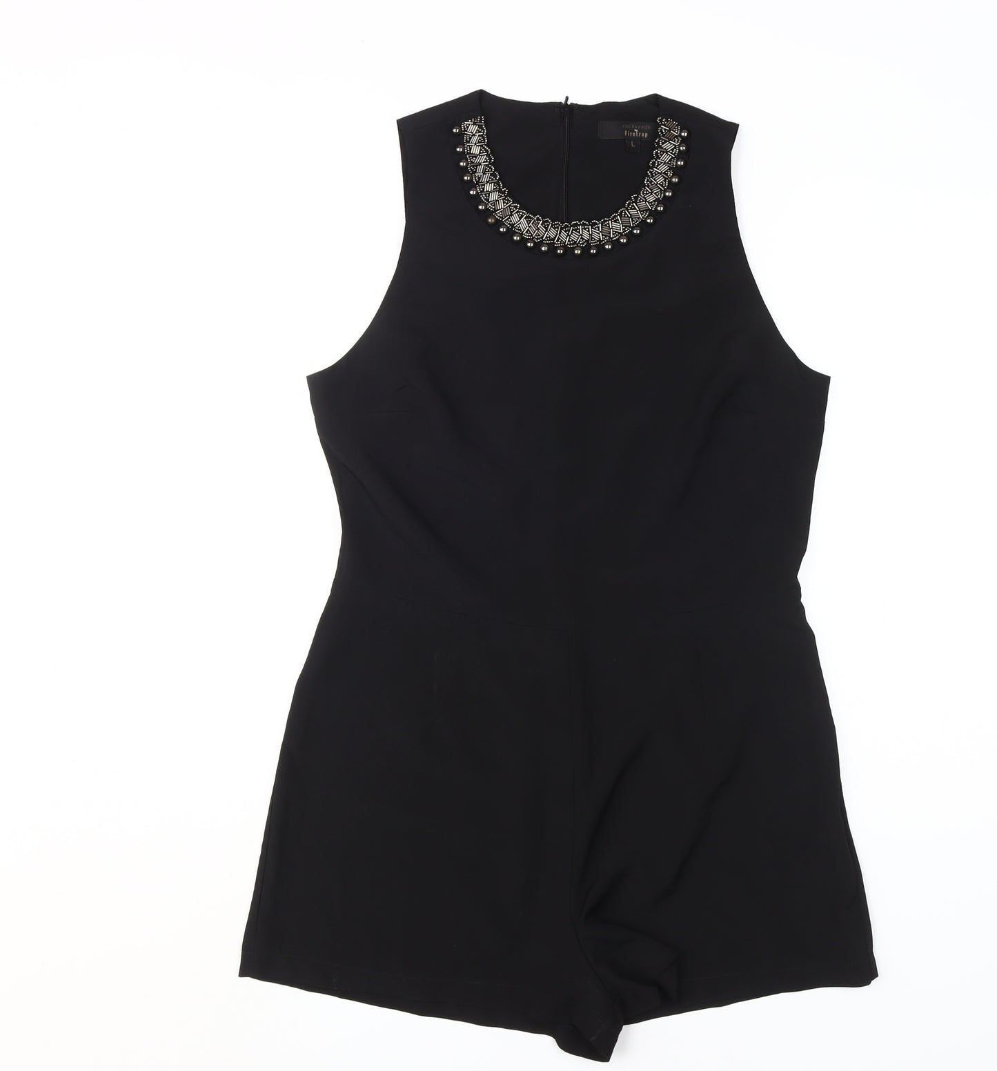 rock&rags Women’s Black Beaded Sleeveless Playsuit L