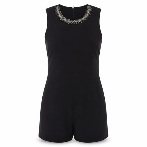 rock&rags Women’s Black Beaded Sleeveless Playsuit L