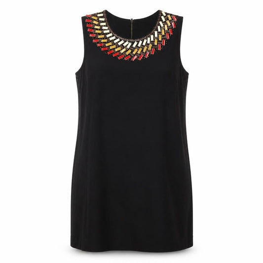 Front view of French Connection Women's Black Beaded Dress, size 12