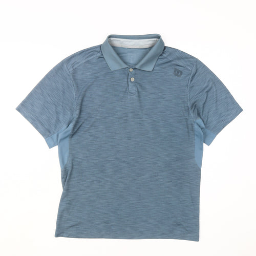 Wilson Men's Blue Polo Shirt M Solid Short Sleeve