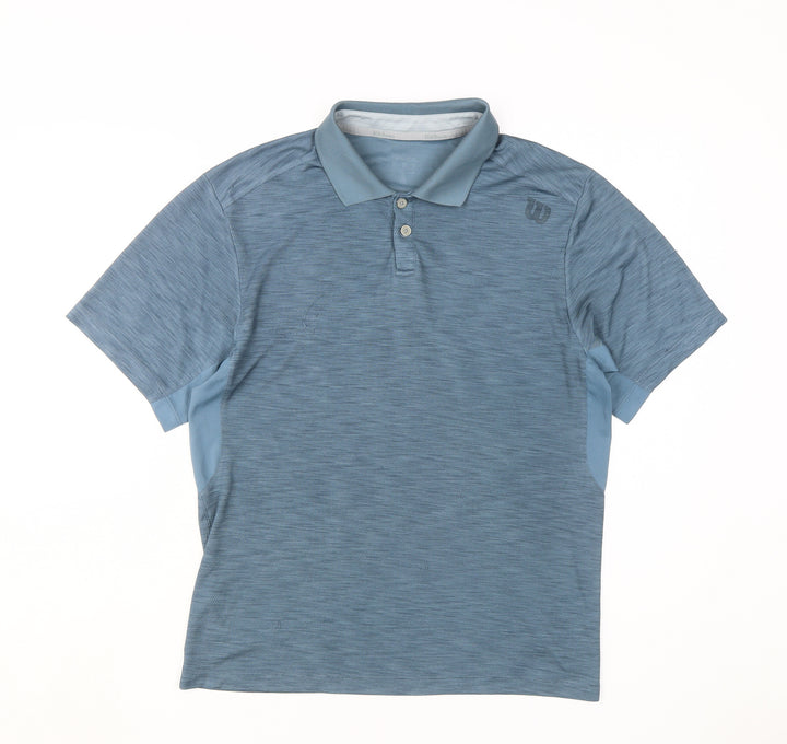 Wilson Men's Blue Polo Shirt M Solid Short Sleeve