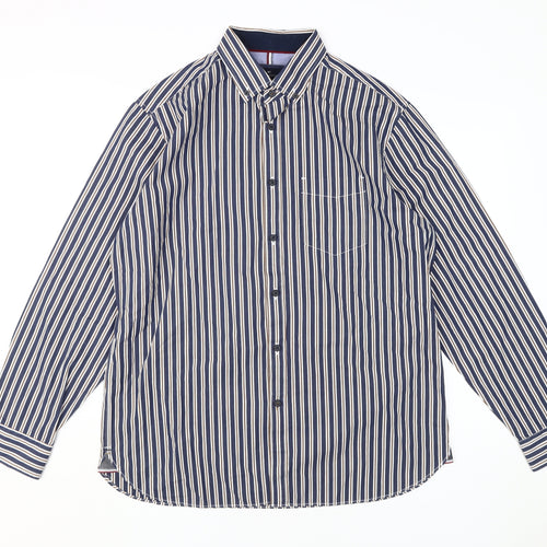 Marks and Spencer Men's Large Blue Striped Dress Shirt