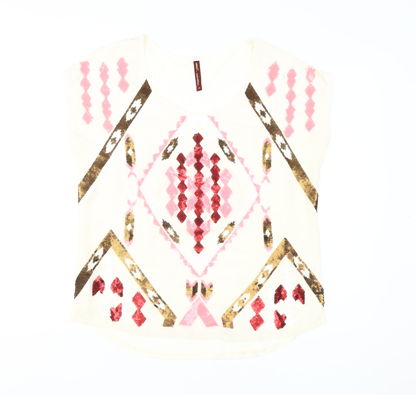 Next Women's Multicoloured Geometric T-Shirt Size 14