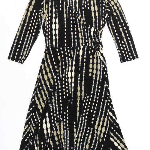 Wallis Women's Black Dress Size 10, 3/4 Sleeve, Polyester Blend